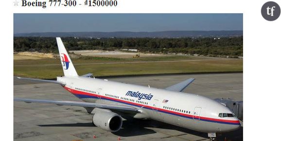 Le Boeing 777 de Malaysia Airlines en vente sur Craigslist