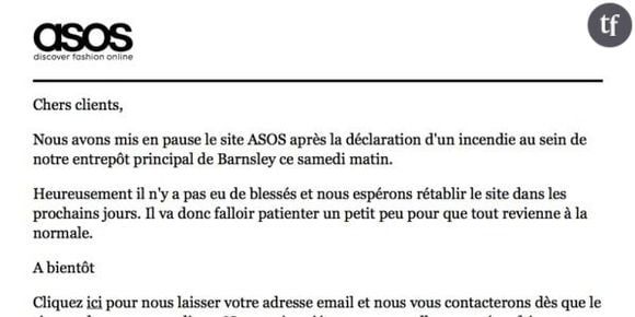 Asos met “en pause” son site internet à cause de l’incendie d’un entrepôt