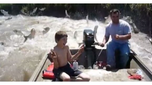 Pêche miraculeuse: des centaines de poissons “attaquent” un bateau - video