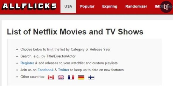 Allflicks : un moteur de recherche pour Netflix