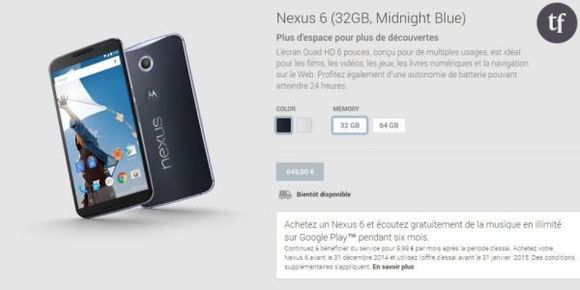 Nexus 6 : enfin disponible dans la boutique en ligne en France