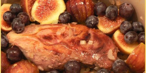 Magrets de canard aux figues et aux raisins 