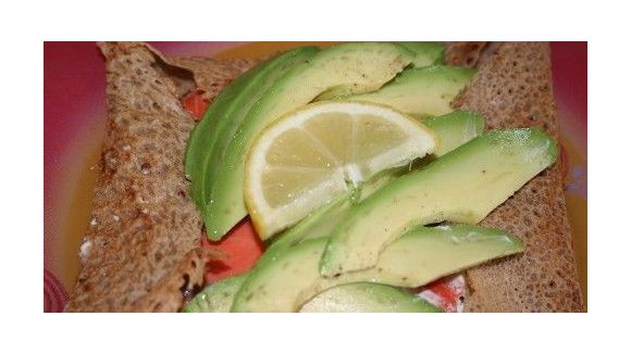 Galettes de sarrasin avec salade de tomates et avocat