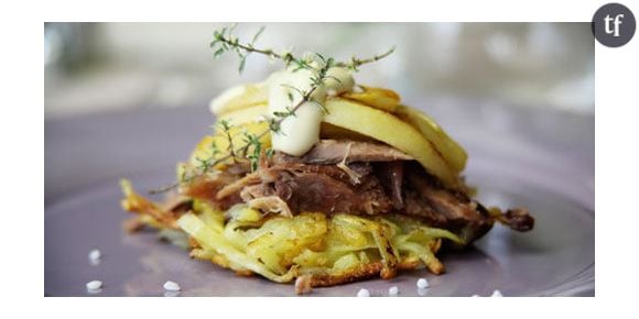 Recette des Blinis craquants au confit de canard et aux pommes