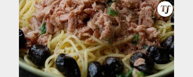 Spaghetti au thon et au basilic
