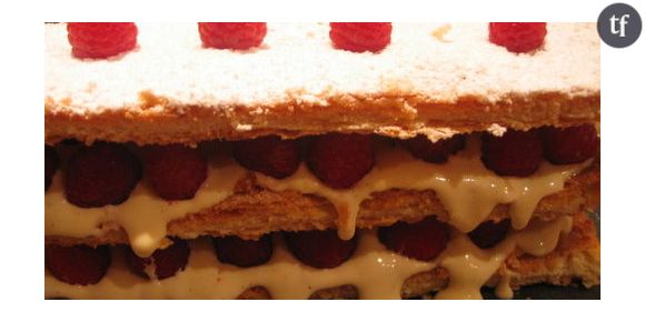 Verrines sucrées: millefeuille de framboises