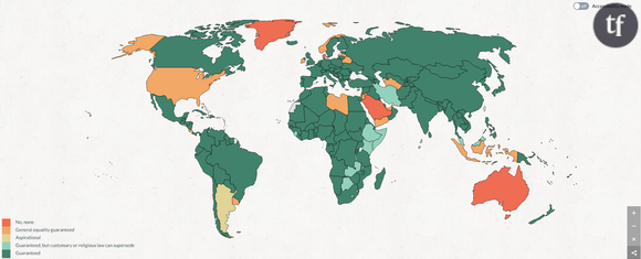 Pays dont la constitution aborde au moins une fois l'égalité hommes-femmes.