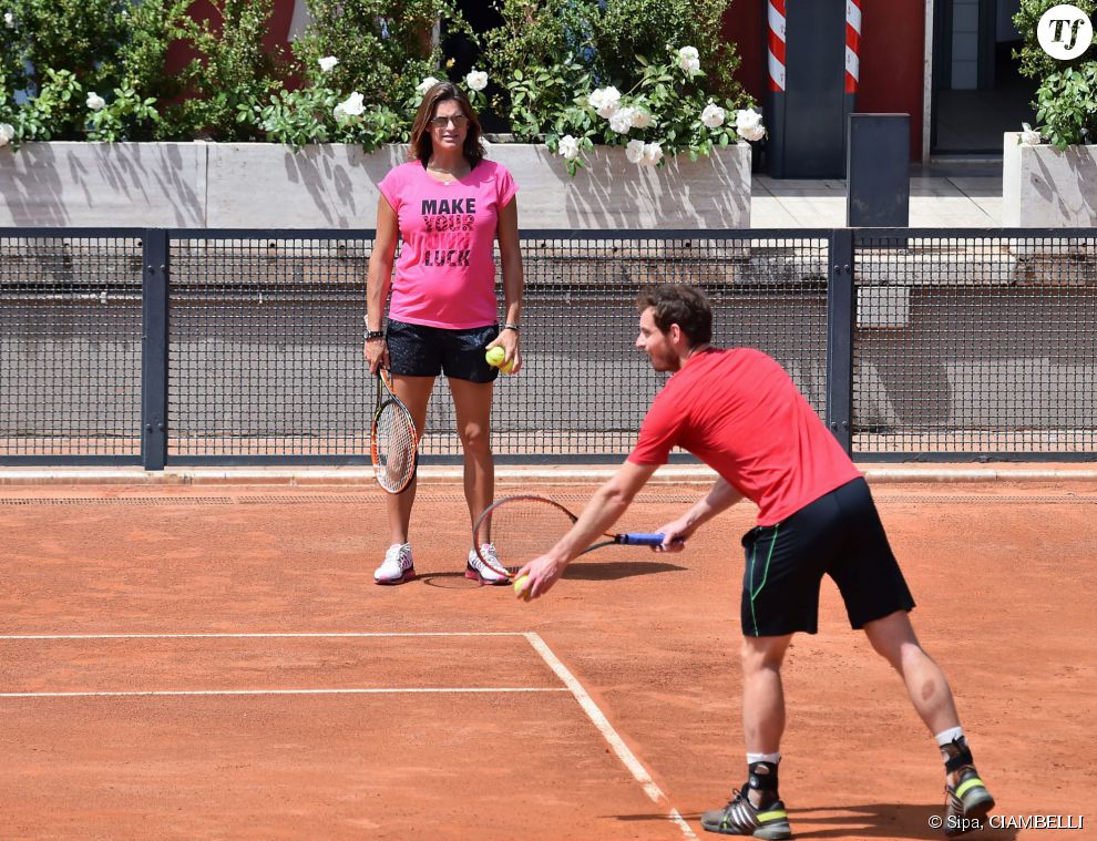 Andy Murray et sa coach Amélie Mauresmo, enceinte, en Italie le 14 mai 2015.