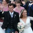 Andy Murray et son épouse Kim Sears lors de leur mariage en Ecosse le 11 avril 2015.