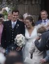 Andy Murray et sa femme Kim Sears à la sortie de leur mariage en Ecosse le 11 avril 2015.