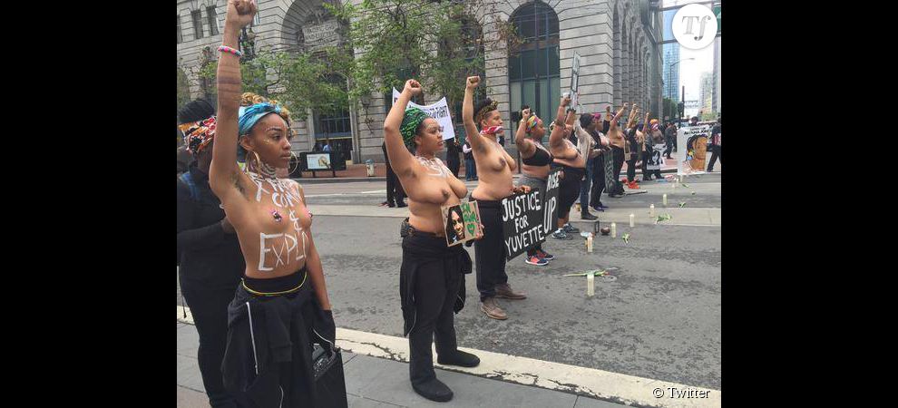 Des femmes noires manifestent contre les violences policières à San Francisco.