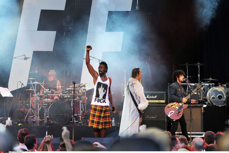 French band F F F (Fedration Francaise de Fonck) performs in Nice, Southern France, on July 19, 2014. FRANCE