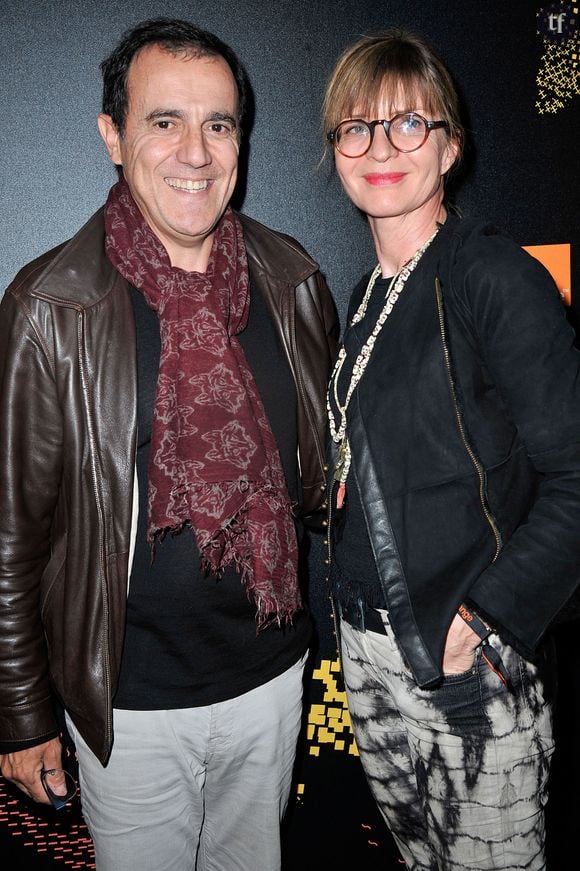 Thierry Beccaro et sa femme Emmanuelle - Soirée 'Orange Vous Donne Des Ailes' au Pavillon Vendôme lors de la remise des prix du Concours Jeunes Designers d'Orange à Paris le 1er avril 2014. 