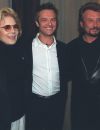 Sylvie vartan, son ex mari Johnny Halliday et leur fils David en 2002
