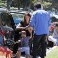  :   Ben Affleck et Jennifer Garner sont allés à l'église avec leurs enfants Violet, Seraphina et Samuel à Pacific Palisades, le 13 septembre 2015  