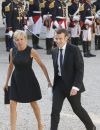    Emmanuel Macron et sa femme Brigitte Trogneux - Le roi Felipe VI et la reine Letizia d'Espagne, reçus par François Hollande, président de la République française, pour un dîner d' Etat au Palais de l'Elysée à Paris le 2 juin 2015.  