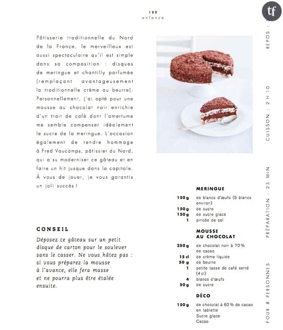 Recette du merveilleux au chocolat tirée de "All my best Desserts" paru chez Alain Ducasse Edition