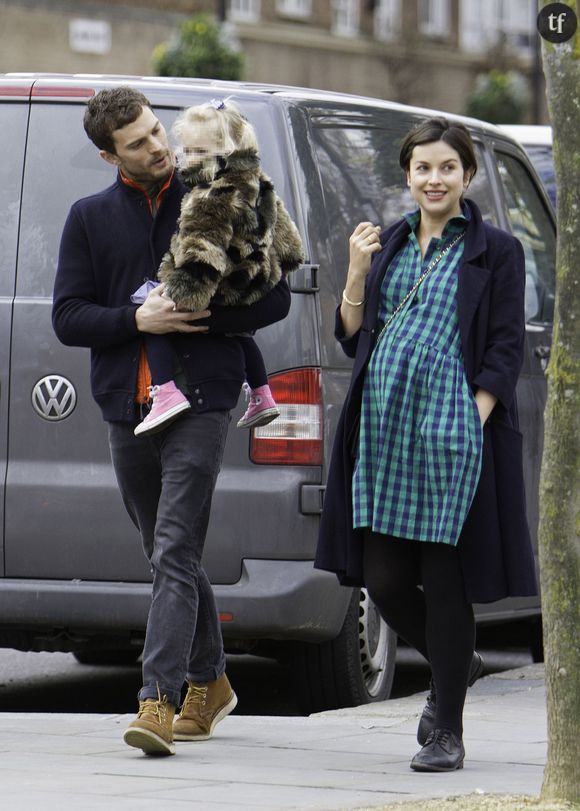 Jamie Dornan, Amelia Warner et Dulcie à Londres le 3 février 2016