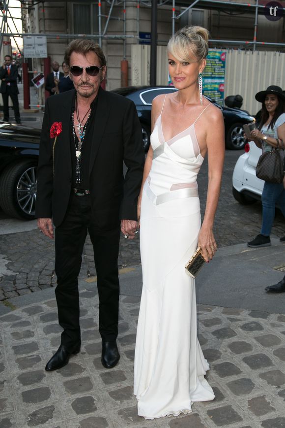 Johnny Hallyday et son épouse Laetitia en juillet 2015