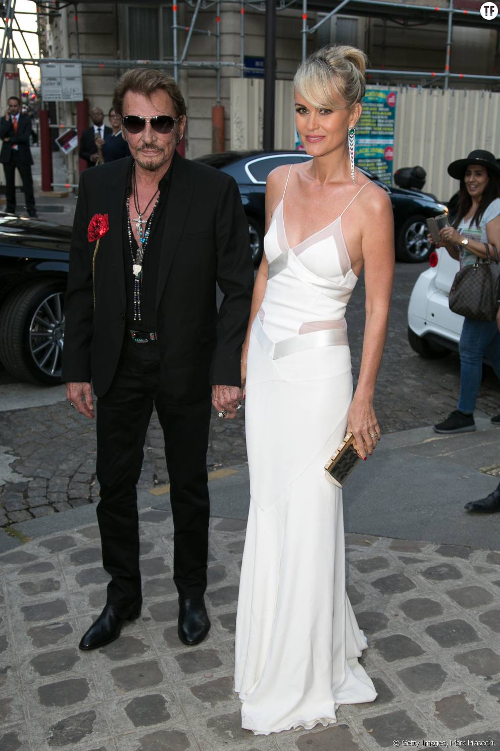 Johnny Hallyday et son épouse Laetitia en juillet 2015