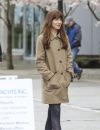 Dakota Johnson sur le tournage du film "Cinquante nuances plus sombres" à Vancouver au Canada le 14 mars