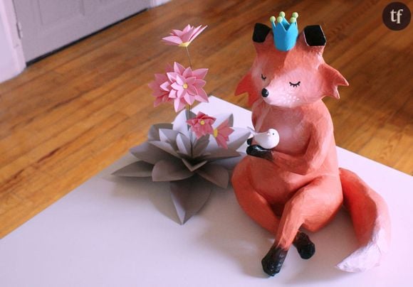 Le DIY renard en papier du blog La tête dans les idées