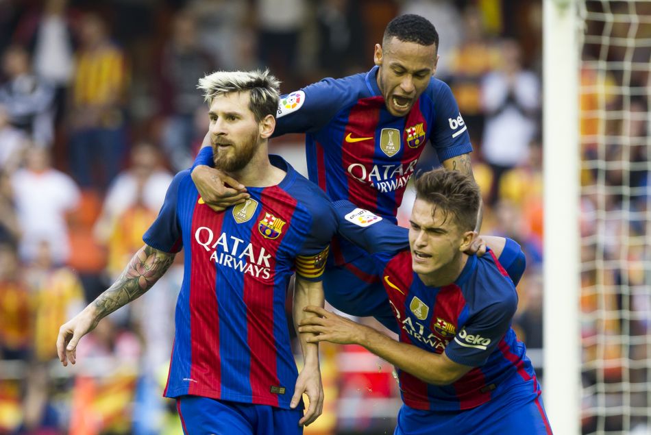 Lionel Messi, Neymar et Denis Suarez contre Valence le 22 octobre 2016 