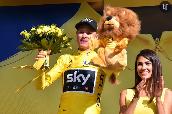 Le maillot jaune Christopher Froome à l'arrivée de l'étape Salle-des-Alpes, le 19 juillet 2017.