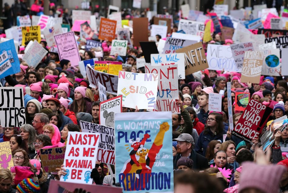 The Women's March : manifestation du 21 janvier 2017 dans les rues de Washington.
