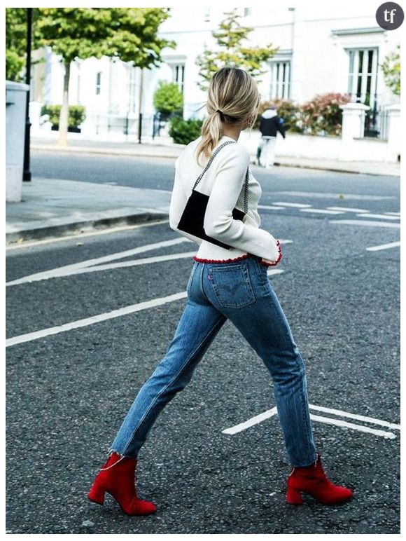 Idée de look : bottines rouges