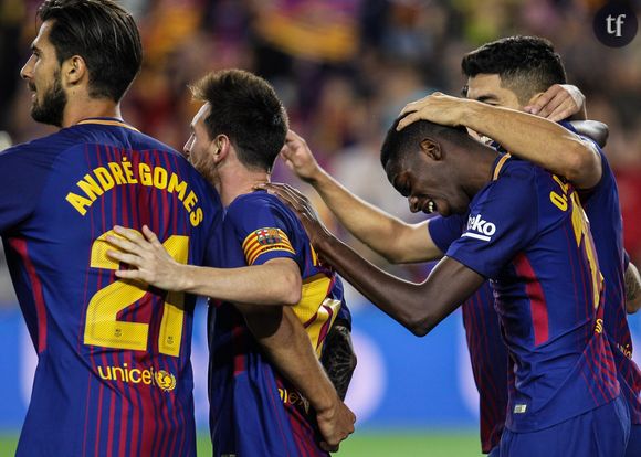 Premier match d'Ousmane Dembélé avec le FC Barcelone à Barcelone le 9 septembre 2017. 