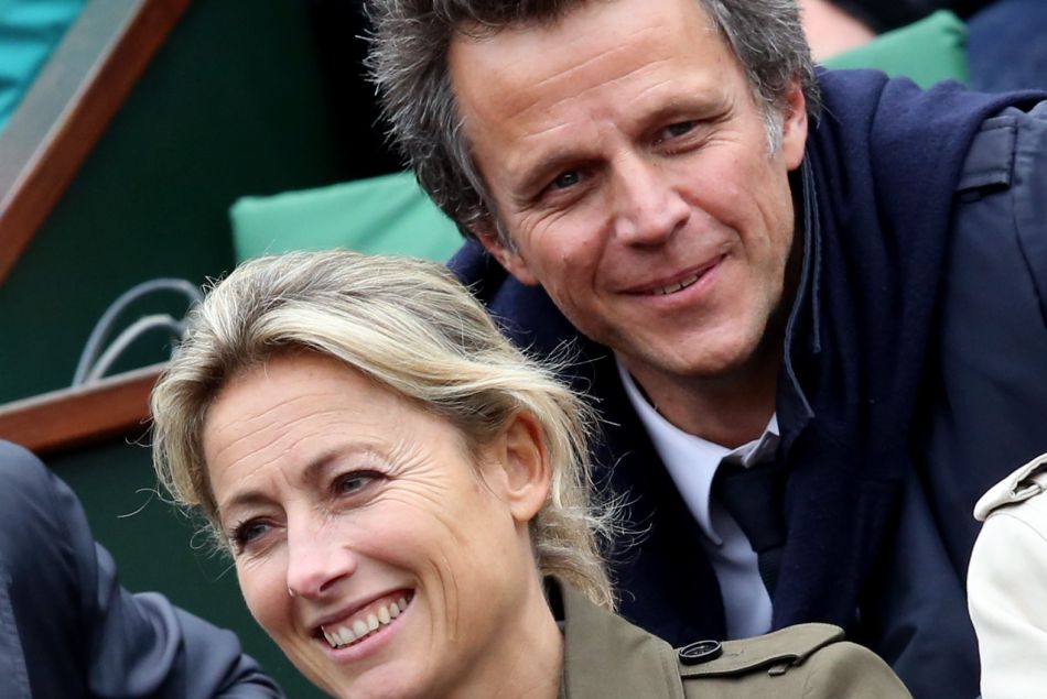 Anne-Sophie Lapix et son mari Arthur Sadoun à Roland Garros le 3 juin 2016.