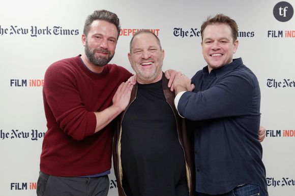 Harvey Weinstein entouré de Ben Affleck et Matt Damon en octobre 2016