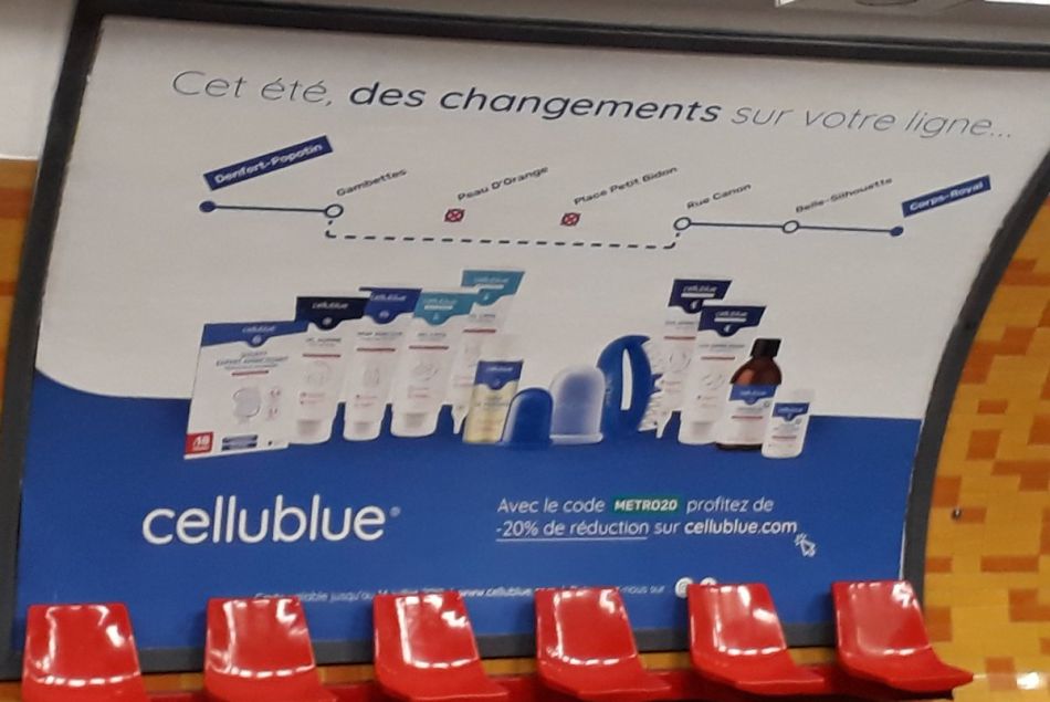 La publicité Cellublue dans le metro