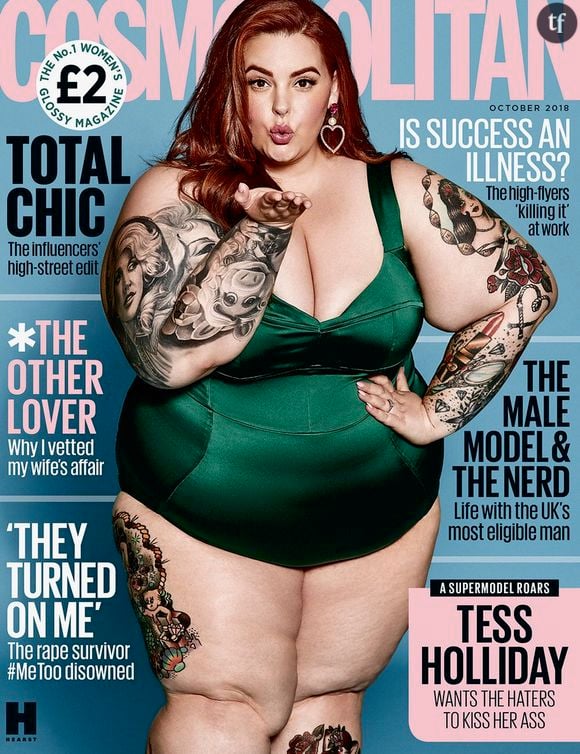 Tess Holliday en couverture de Cosmopolitan octobre 2018