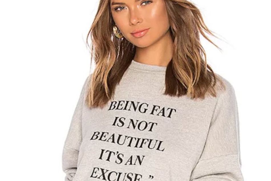 "Être gros n'est pas joli, c'est une excuse" : un sweat shirt Revolve fait polémique