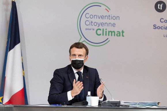 Le président français Emmanuel Macron lors de la convention citoyenne à Paris le 14 décembre 2020.