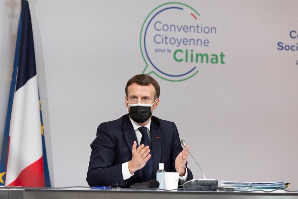 Le président français Emmanuel Macron lors de la convention citoyenne à Paris le 14 décembre 2020.
