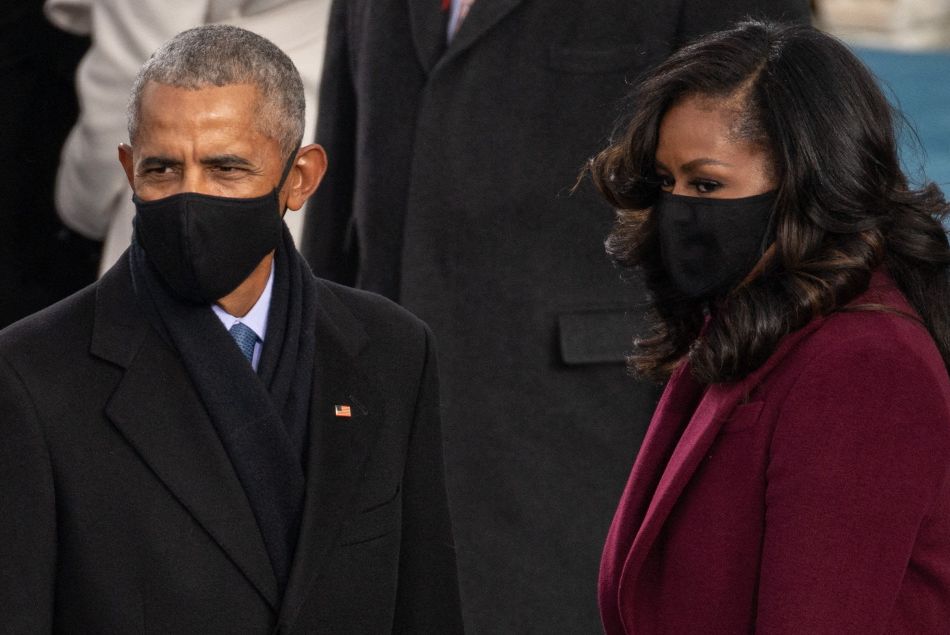 L'ancienne First Lady Michelle Obama en compagnie de son époux.