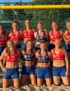 L'équipe norvégienne de beach-handball en short