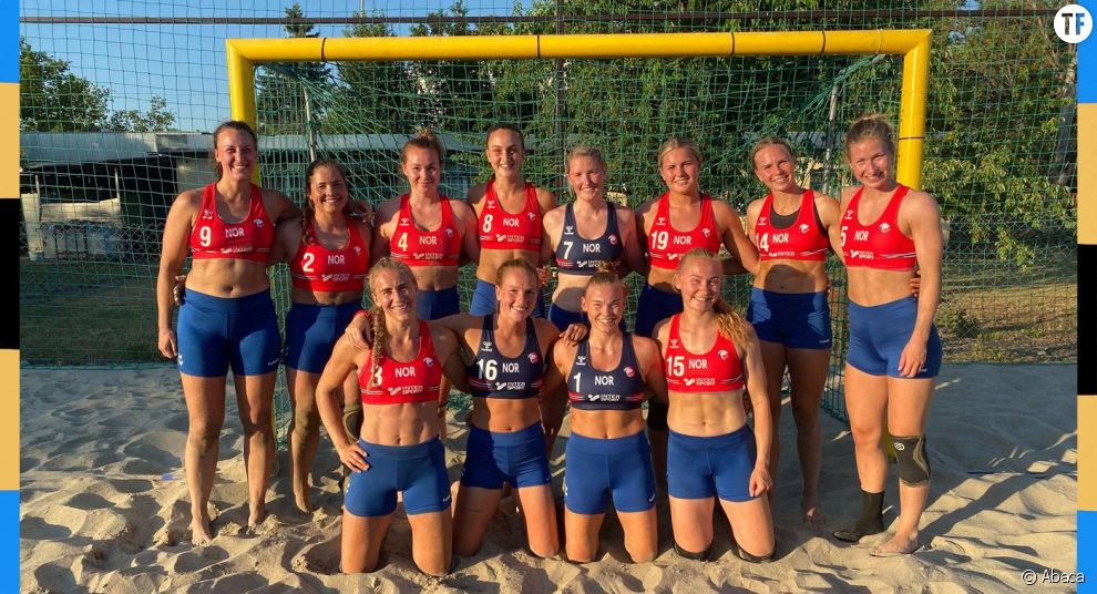 L&#039;équipe norvégienne de beach-handball en short