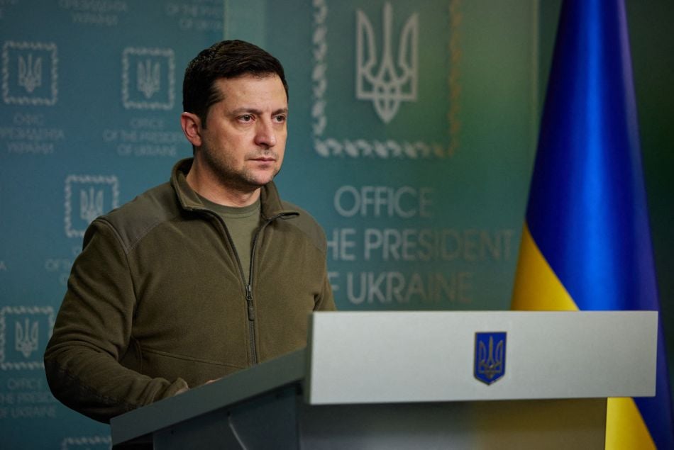La présient ukrainien Volodymyr Zelenskyy le 25 février 2022