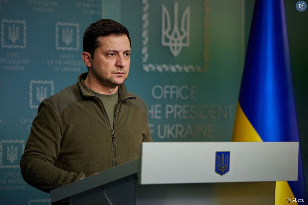 La présient ukrainien  Volodymyr Zelenskyy le 25 février 2022 
