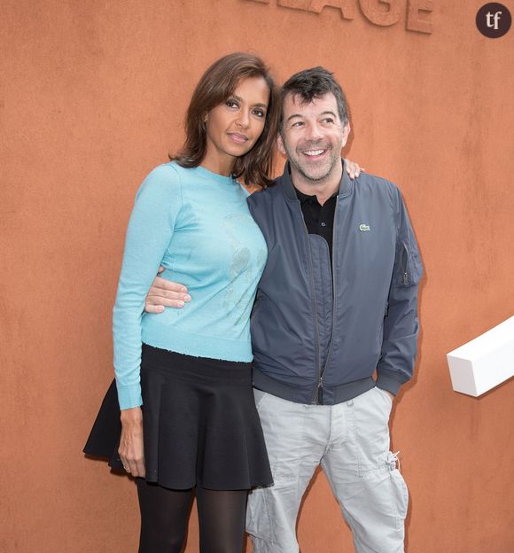 Stpéhane Plaza et Karine Le Marchand à Roland-Garros le 1er juin 2015.