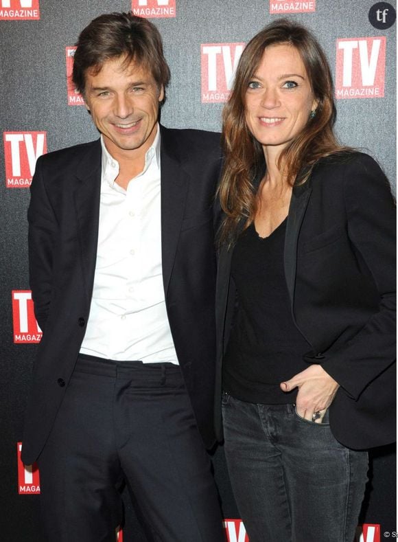 Guy Lagache et sa femme Emilie Thérond pour les 25 ans de TV Magazine à Paris.