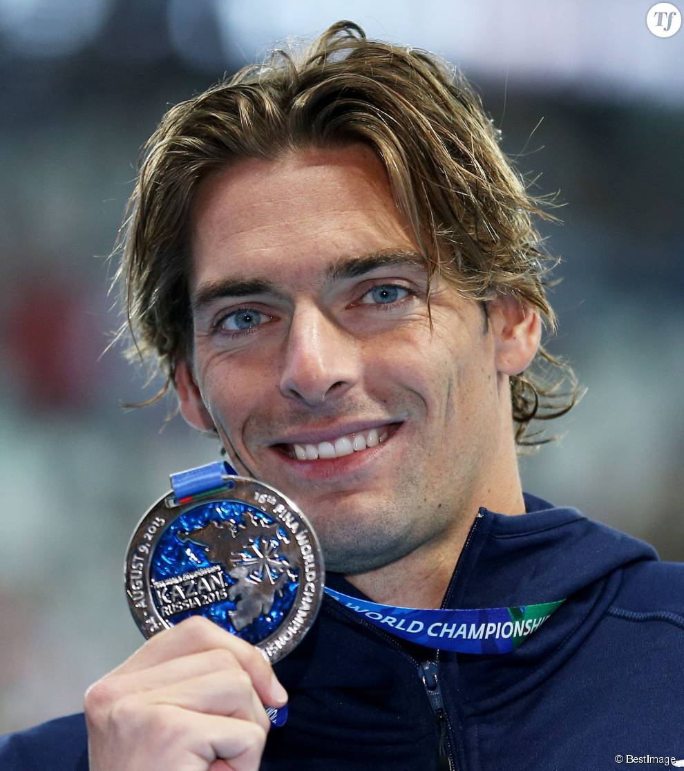   Camille Lacourt, médaille d&#039;argent du 100m dos lors des Championnats du monde de natation à Kazan en Russie. Le 4 août 2015  