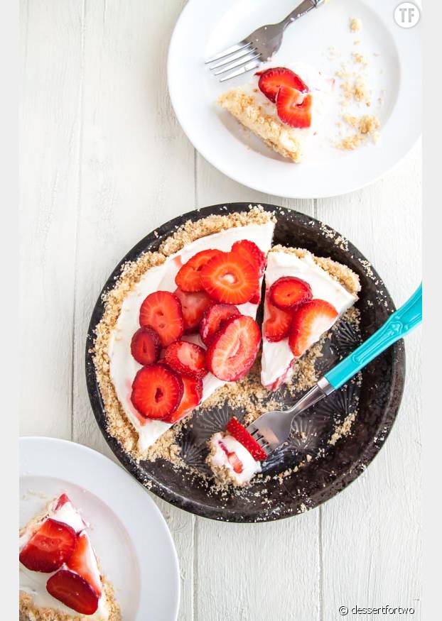 Une délicieuse tarte à la fraise et au yaourt sans cuisson