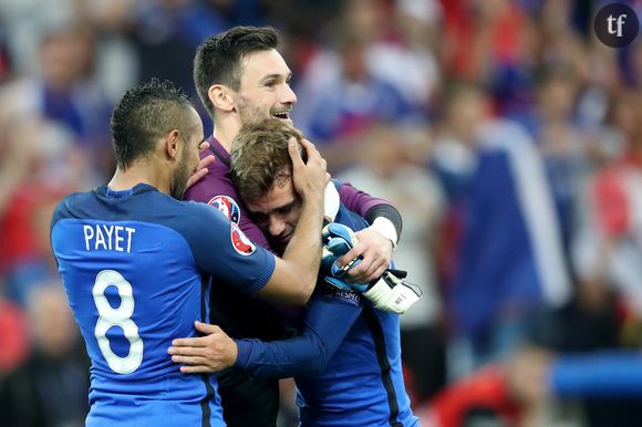 Antoine Griezmann, Hugo Lloris et Dimitri Payet au match de l'Euro 2016 France-Albanie au Stade Vélodrome à Marseille, le 15 juin 2016