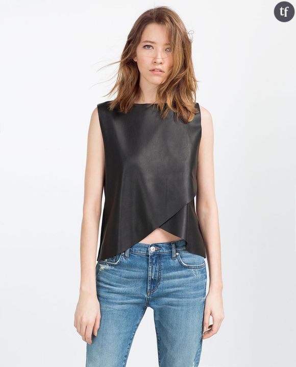 Top en similicuir Zara 14,99 euros