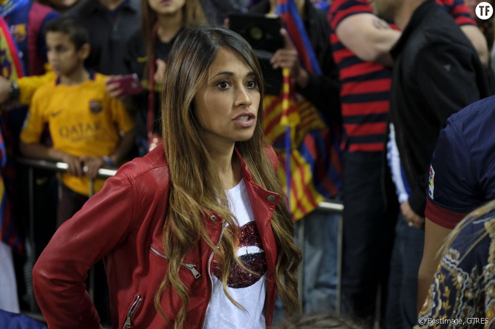 Antonella Roccuzzo (compagne de Lionel Messi) - Le FC Barcelone remporte la Coupe du Roi contre Séville et s&#039;offre le doublé à Madrid en Espagne le 22 mai 2016